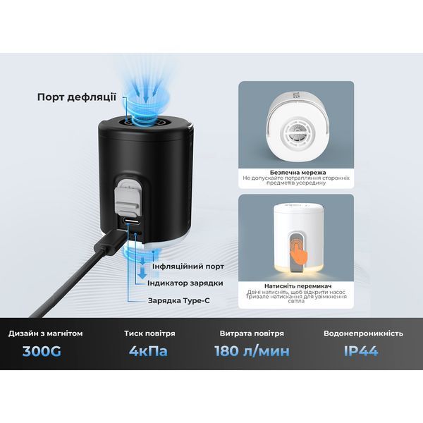 Насос-ліхтар кемпінговий Flextail Tiny Pump 2X, чорний 69237 фото