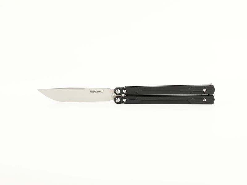 Нiж метелик (балiсонг) Ganzo G766 (8.9 см) 440С / G10 чорний 58330 фото