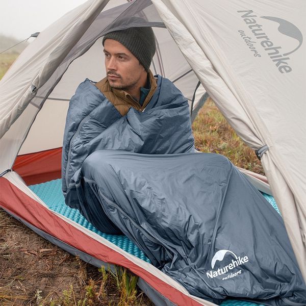Спальник надлегкий Naturehike Ultralight LW180 NH21MSD09 лівий, (15&deg;C), p-p M, сіро-синій 65262 фото