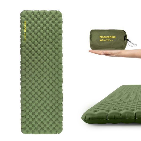 Матрац туристичний надувний одномісний Naturehike CNK2450WS014, надлегкий, 186х58х8 см, зелений із мішком для надування 68973 фото