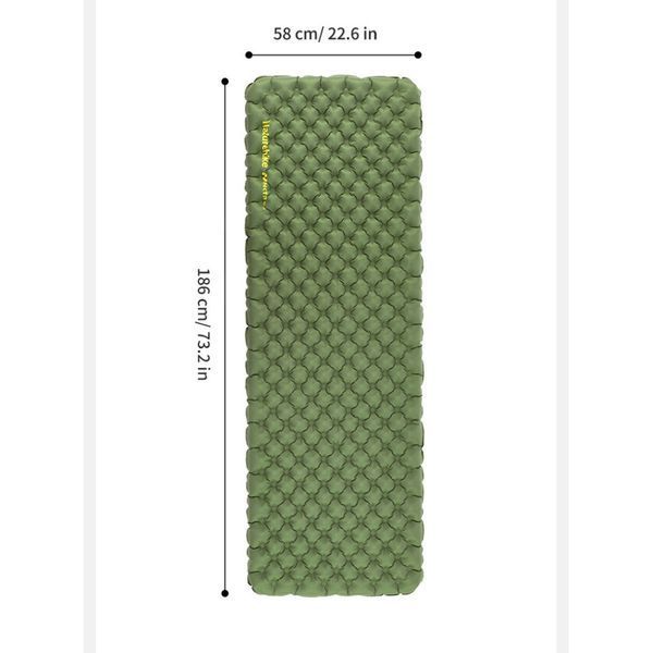 Матрац туристичний надувний одномісний Naturehike CNK2450WS014, надлегкий, 186х58х8 см, зелений із мішком для надування 68973 фото