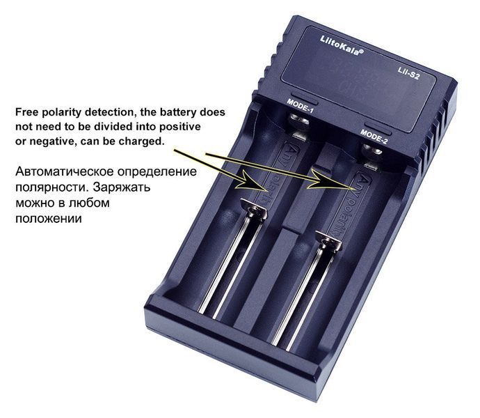 Зарядний пристрій Liitokala Lii-S2, 2 канала, Ni-Mh/Li-ion/LiFePo4, USB, LCD, Box 75399 фото