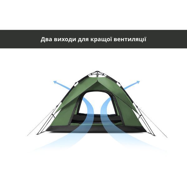 Намет тримісний автоматичний Naturehike NH21ZP008, темно-зелений 65087 фото