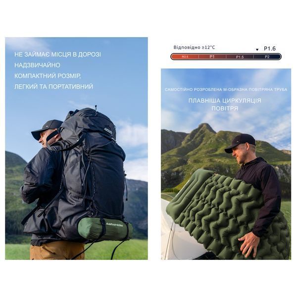 Матрац туристичний надувний двомісний Naturehike CNK2550WS019, 200х125х6.5 см, синій, для кемпінгу із мішком для надування 71514 фото
