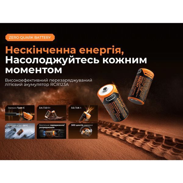 Акумулятор 900mAh Flextail Zero Battery usb type C зарядка 73601 фото