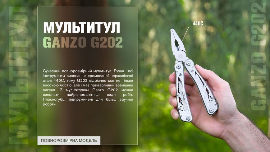 Мультитул Ganzo G202, (16.5 см) 24 функції + біти та чохол 45046 фото