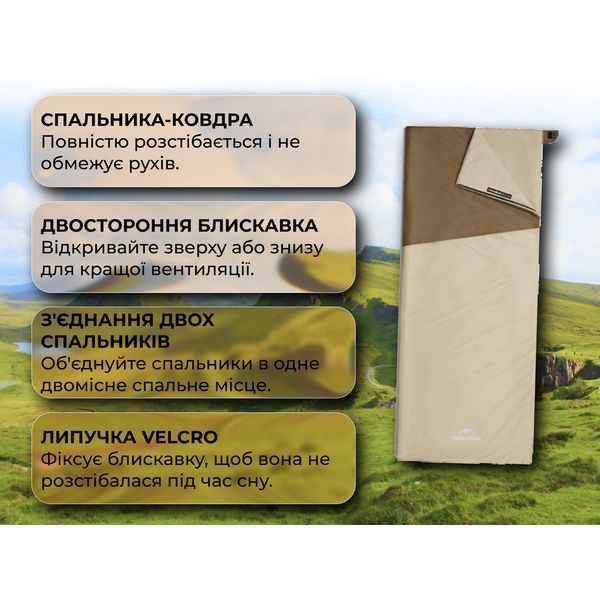 Спальник надлегкий Naturehike Sunny Day PL01 LW180 CNK2550WS026, (15&deg;C), p-p regular, коричневий 75085 фото