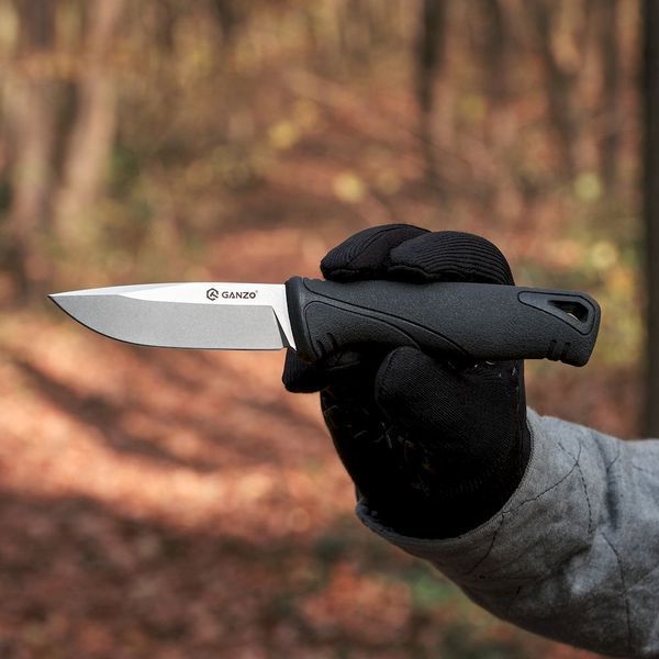 Ніж фіксований туристичний Ganzo G807 (8.8 см) 9CR14 / PP+TPR чорний з чохлом 64267 фото
