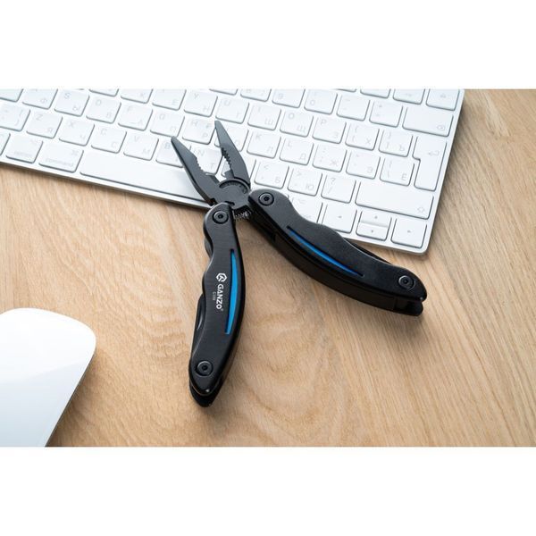 Мультитул Ganzo G109, (16.5 см) 10 функцій, чорний з блакитним + чохол 73063 фото