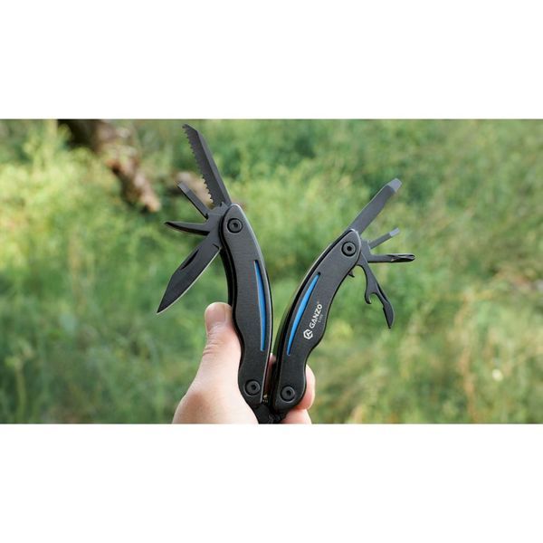 Мультитул Ganzo G109, (16.5 см) 10 функцій, чорний з блакитним + чохол 73063 фото
